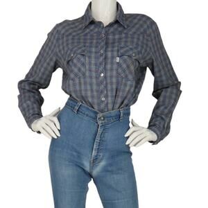 70s Vintage Levi's Sierra Humps Plaid Western Cowboy Cowgirl Ranch Rodeo Shirt